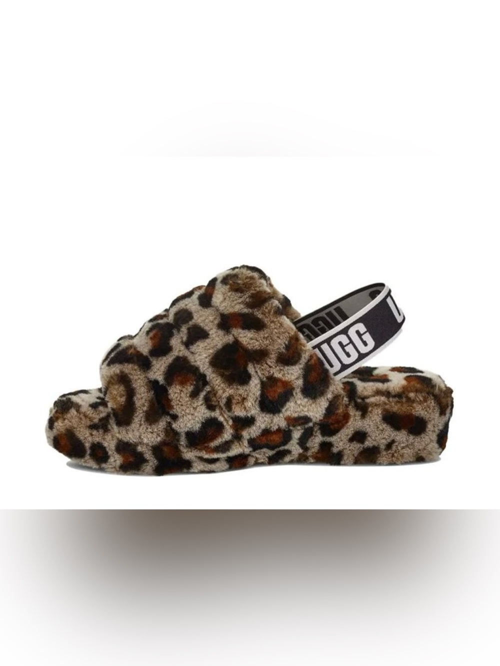 UGG Women's Leopard Faux Fur Slide Slippers in Brown & Black